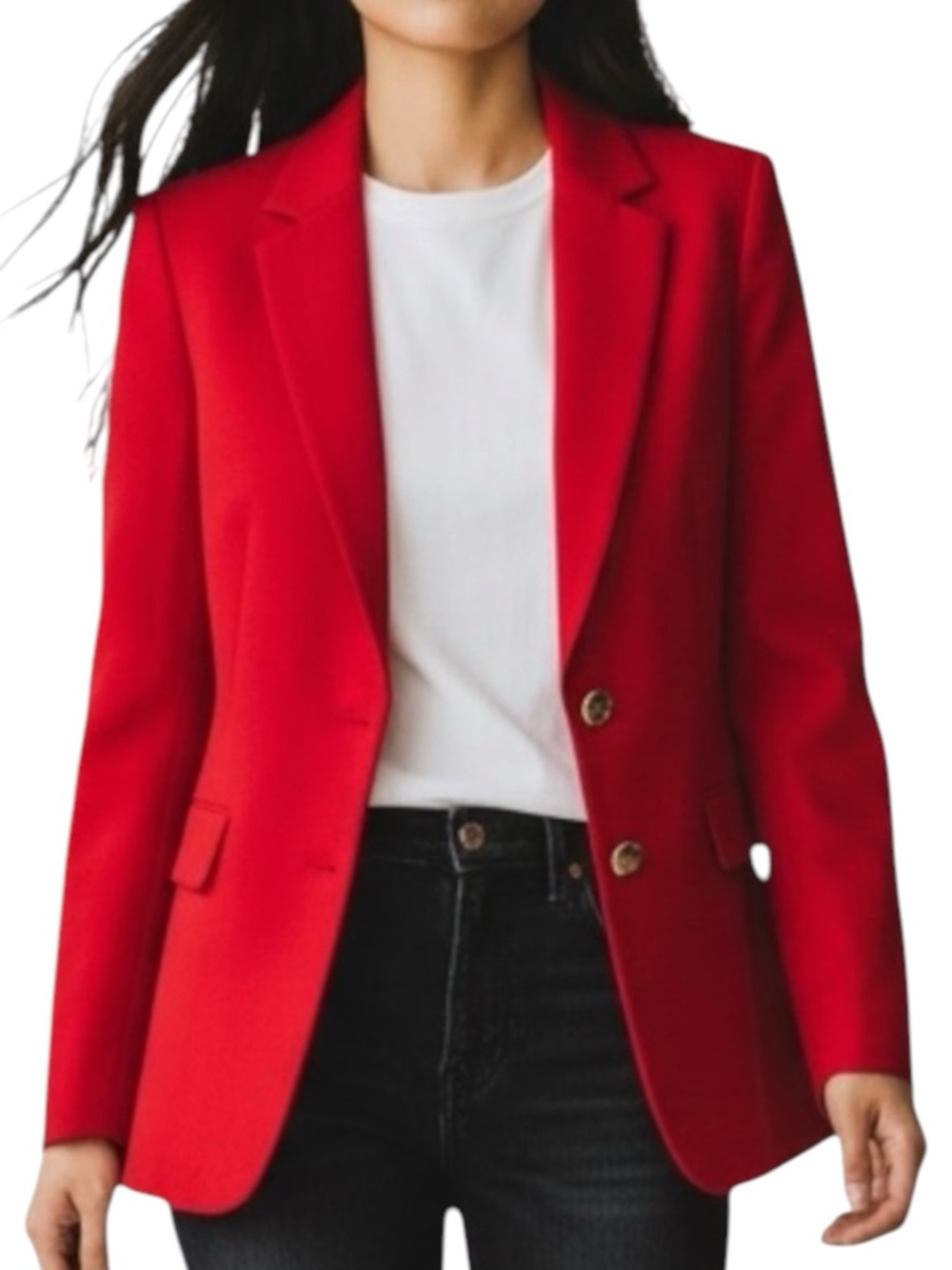 PENDLETON Vintage Virgin Wool Red Blazer w/ Gold Buttons Size 14 — 1 small flaw